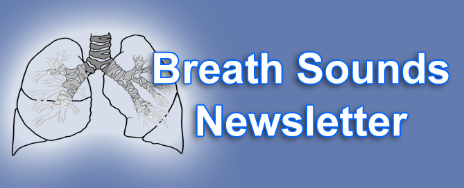 Lung graphic with text saying "Breath Sounds Newsletter"